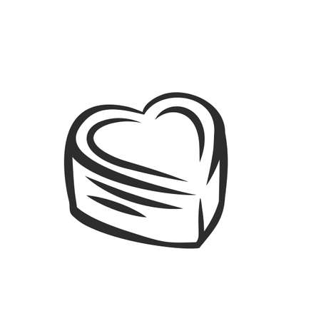 Chocolate candie monochrome outline icon. Vector illustration of chocolate in retro style.のイラスト素材