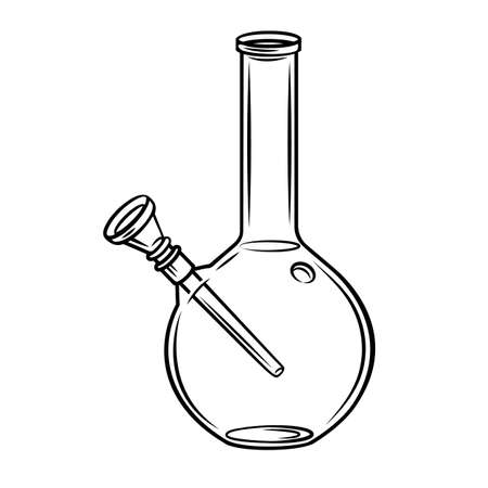 Glass bottle bong smoking pipe cannabis. Vector illustration of design smoking of marijuana.のイラスト素材