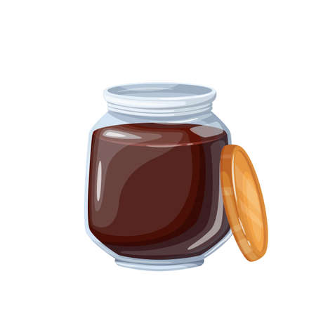 Jar of chocolate spread vector icon. Chocolate sweets illustration.のイラスト素材