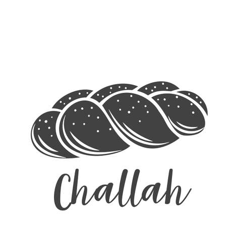 Challah bread glyph icon drawn icon for bakery shop or food design, cut monochrome badge. Vector illustrationのイラスト素材
