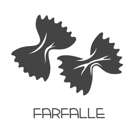 Farfalle pasta glyph icon. Italian cuisine cut monochrome badge.. Retro style vector illustration.のイラスト素材