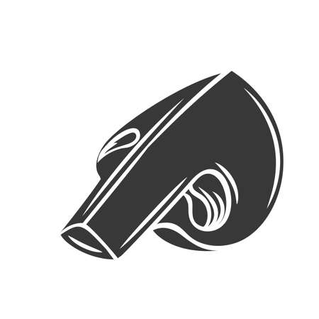 Glyph champignon mushroom glyph icon, cut monochrome badge. Vector illustration of champignon for retro vintage style menu design, flyer, wrapping.のイラスト素材