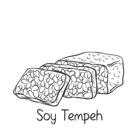 Soy tempeh monochrome outline iconのイラスト素材