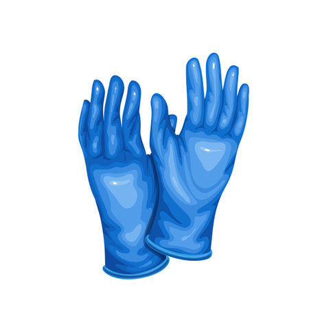 Blue medical latex protective gloves.のイラスト素材