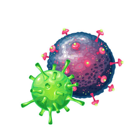 Human virus, bacteria germs microorganism virus cell,のイラスト素材