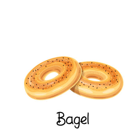 Toast bagel icon, french bakeryのイラスト素材