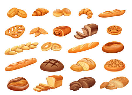French bread bakery product setのイラスト素材