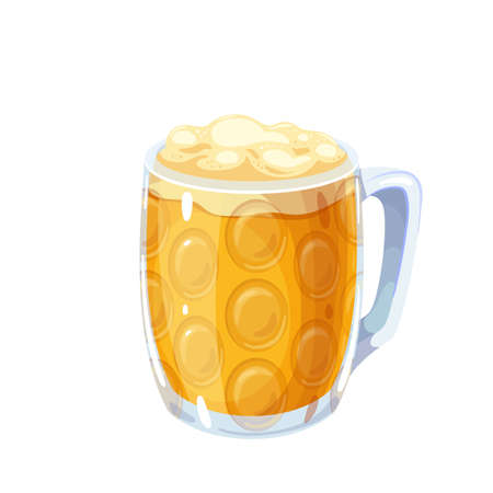 Glass full with blond beer with beer foamのイラスト素材