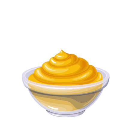 Mustard sauce in bowlのイラスト素材