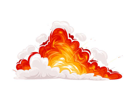 Explosion, cloud of fire and smokeのイラスト素材
