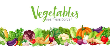 Vegetables seamless borderのイラスト素材