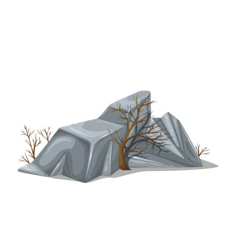 Stone with plant, bouldersのイラスト素材