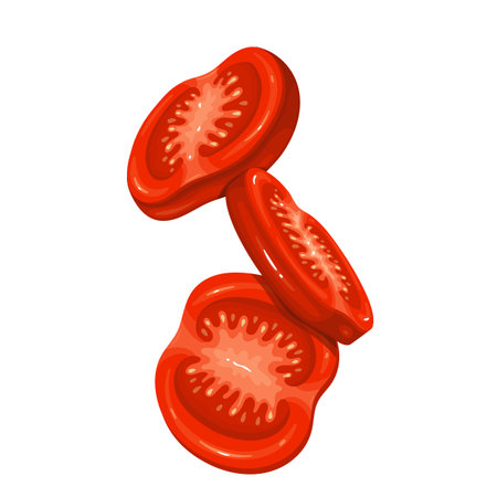 Falling or flying tomato slicesのイラスト素材