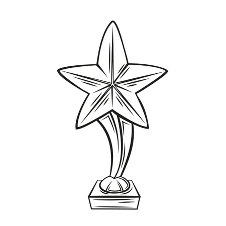 Cup star drawn outline iconのイラスト素材
