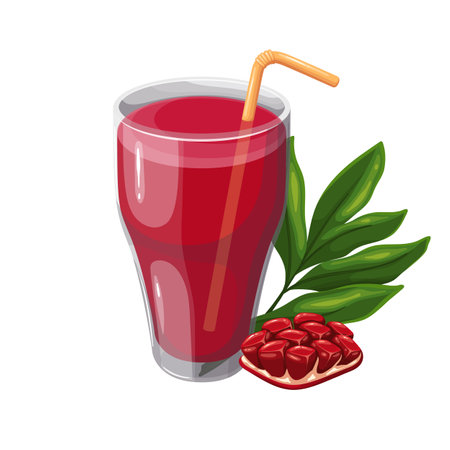 Glass of pomegranate juice and garnet seedsのイラスト素材