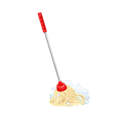 Rope mop and detergent foamのイラスト素材
