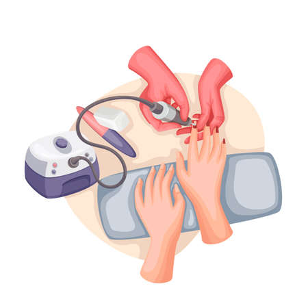 Manicure master removing nail polishのイラスト素材