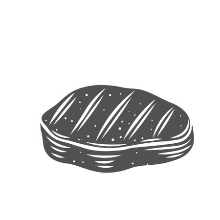 Grilled meat steak silhouette glyph iconのイラスト素材