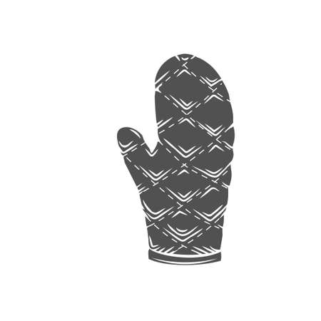 Grill mitt or Kitchen protective oven glove silhouette glyph iconのイラスト素材