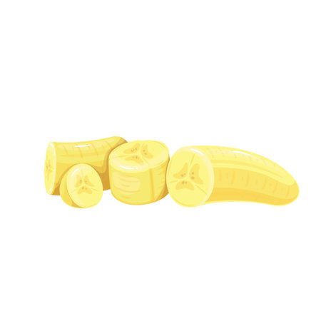 Pieces of peeled chopped bananaのイラスト素材