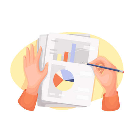 Manager studying graphs of development planのイラスト素材