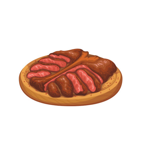 Bistecca alla fiorentina, Italian barbecue food, isolated board with grilled steakのイラスト素材