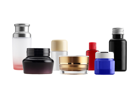 the group shot packaging bottle and jar isolatedの写真素材