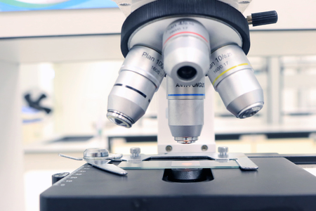 Laboratory Microscope for education and research scientific in classroom.
