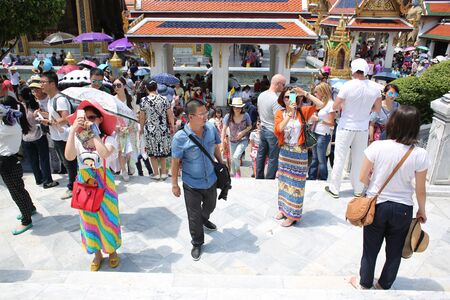 BANGKOK, THAILAND - MAY 2 : Unidentified tourists at Wat Phra Kaew on May 2, 2015 in Bangkok, Thailand. Wat Phra Kaew is one of the most popular tourists destination in Thailand.のeditorial素材