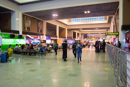 BANGKOK, THAILAND - OCTOBER 1 : Interior view of Don Mueang International Airport on October 1, 2015 in Bangkok, Thailand. It is one of two international airports serving Bangkok, Thailand.のeditorial素材