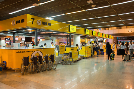 BANGKOK, THAILAND - OCTOBER 1 : Interior view of Don Mueang International Airport on October 1, 2015 in Bangkok, Thailand. It is one of two international airports serving Bangkok, Thailand.のeditorial素材