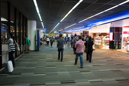 BANGKOK, THAILAND - OCTOBER 1 : Interior view of Don Mueang International Airport on October 1, 2015 in Bangkok, Thailand. It is one of two international airports serving Bangkok, Thailand.のeditorial素材