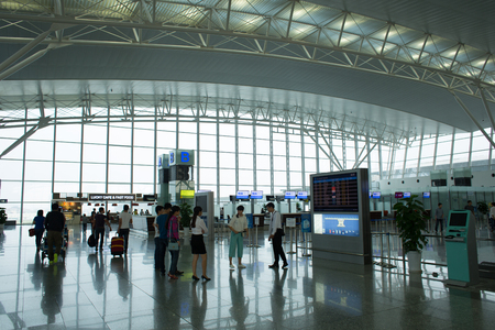 HANOI, VIETNAM - OCTOBER 1  : Interior view of Noi Bai International Airport on October 1, 2015 in Hanoi, Vietnam. It is the largest airport in Vietnam.のeditorial素材