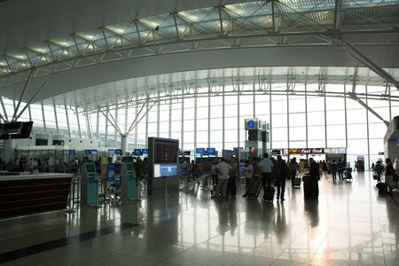 HANOI, VIETNAM - OCTOBER 1  : Interior view of Noi Bai International Airport on October 1, 2015 in Hanoi, Vietnam. It is the largest airport in Vietnam.のeditorial素材