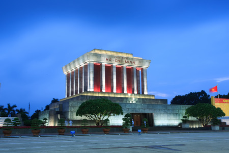 Ho Chi Minh Mausoleum in twilight in Hanoi, Vietnamのeditorial素材