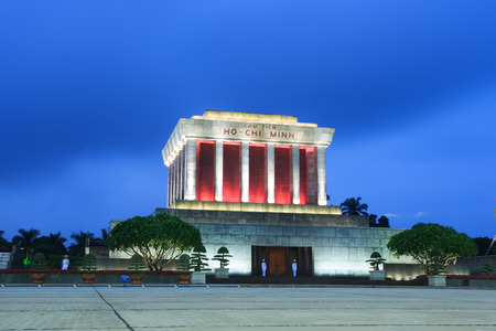 Ho Chi Minh Mausoleum in twilight in Hanoi, Vietnamのeditorial素材