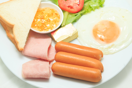 Close up of American Breakfastの写真素材