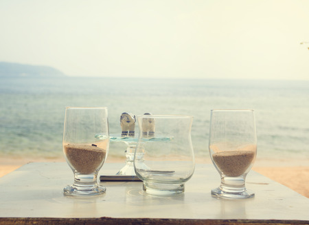 Wedding altar on the beach (vintage color toned image)