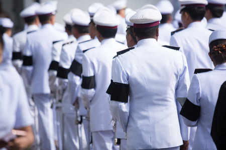 SURATTHANI, THAILAND - OCTOBER 16 : Crowds of mourners during Mourning Ceremony of King Bhimibol pass away at Suratthani City Hall on October 16, 2016 in Suratthani, Thailand.のeditorial素材