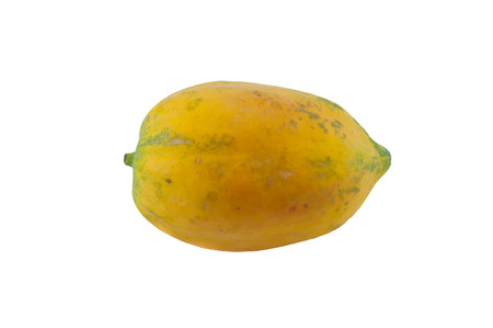 Ripe papaya on white backgroundの写真素材