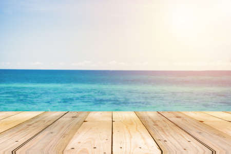 Beautiful wide of seascape with blue sky at daylight. Sand of beach smooth Sea.の写真素材
