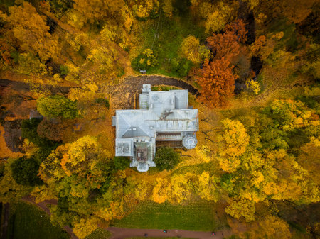 aerial photography of Chernov's dacha estate in st. petersburg. high quality photoの写真素材