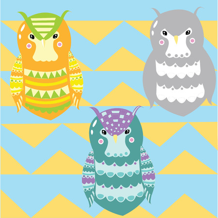 3 owlsのイラスト素材