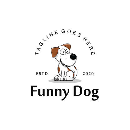 funny dog logo icon vector illustrationのイラスト素材