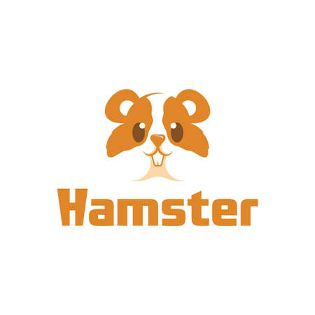 Cute cartoon hamster logo, funny animal.のイラスト素材