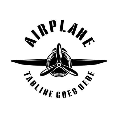 Light airplane related emblems, labels and design elements.airplane vintage style logo design templateのイラスト素材