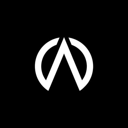 professional modern creative fresh Initial letter AO OA minimalist art logo, white color on black backgroundのイラスト素材