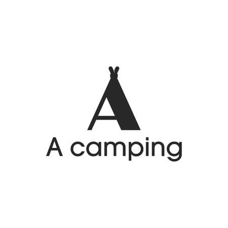 the letter A forms a tent for camping.のイラスト素材