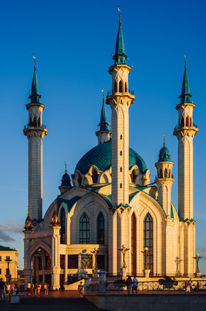 Kazan, Tatarstan, Russia - August 16, 2016: Kul Sharif (also spelled Qol Sharif, Qol Sherif and Kol Sharif) Mosque in Kazan Kremlin. One of the largest mosques in Europe.のeditorial素材