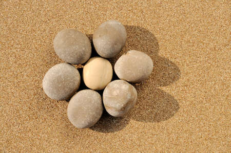 Pebbles in flower shapeの写真素材